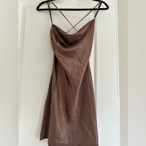 Brown Satin-Like Dress